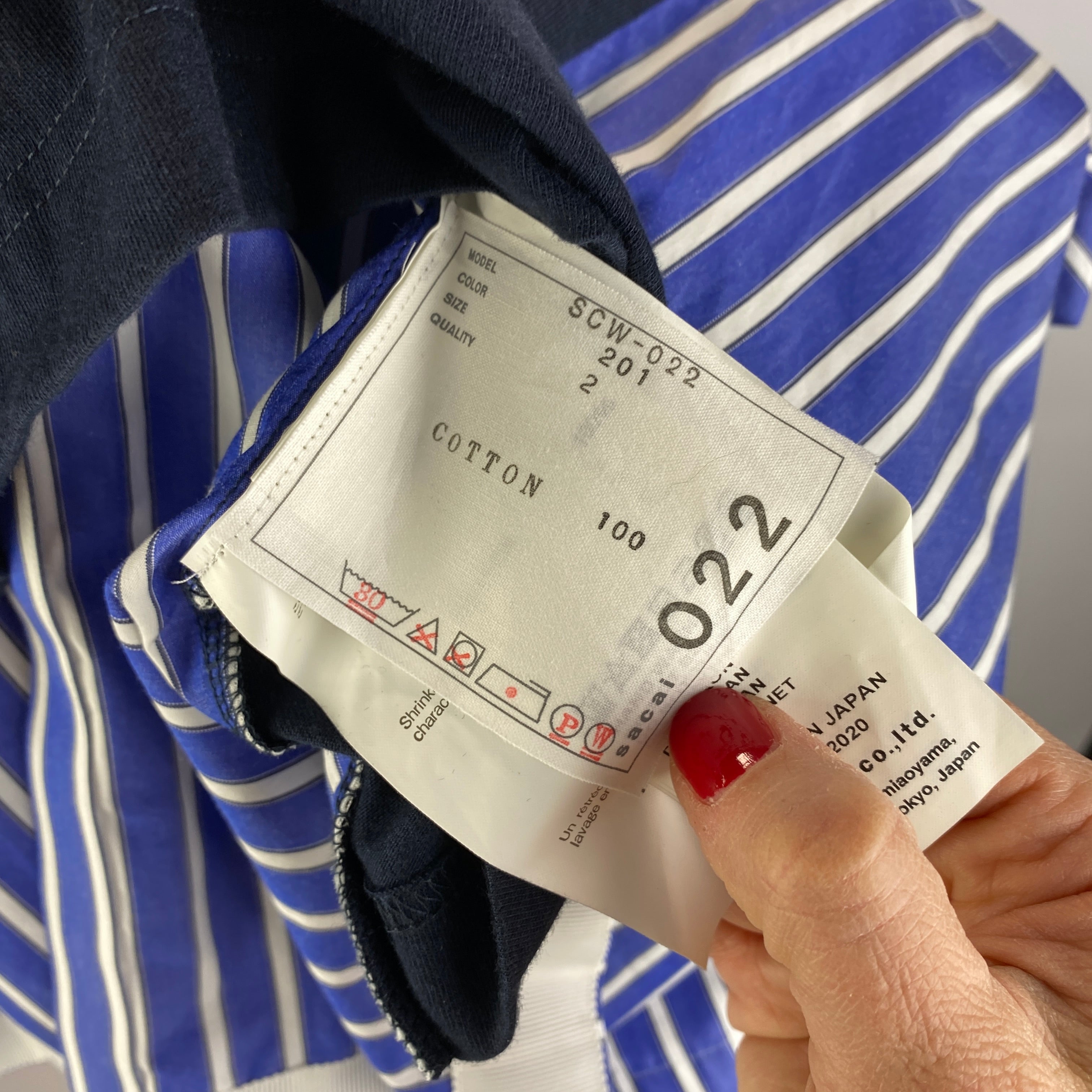 Sacai Navy & Blue Shirting and Tee Top M