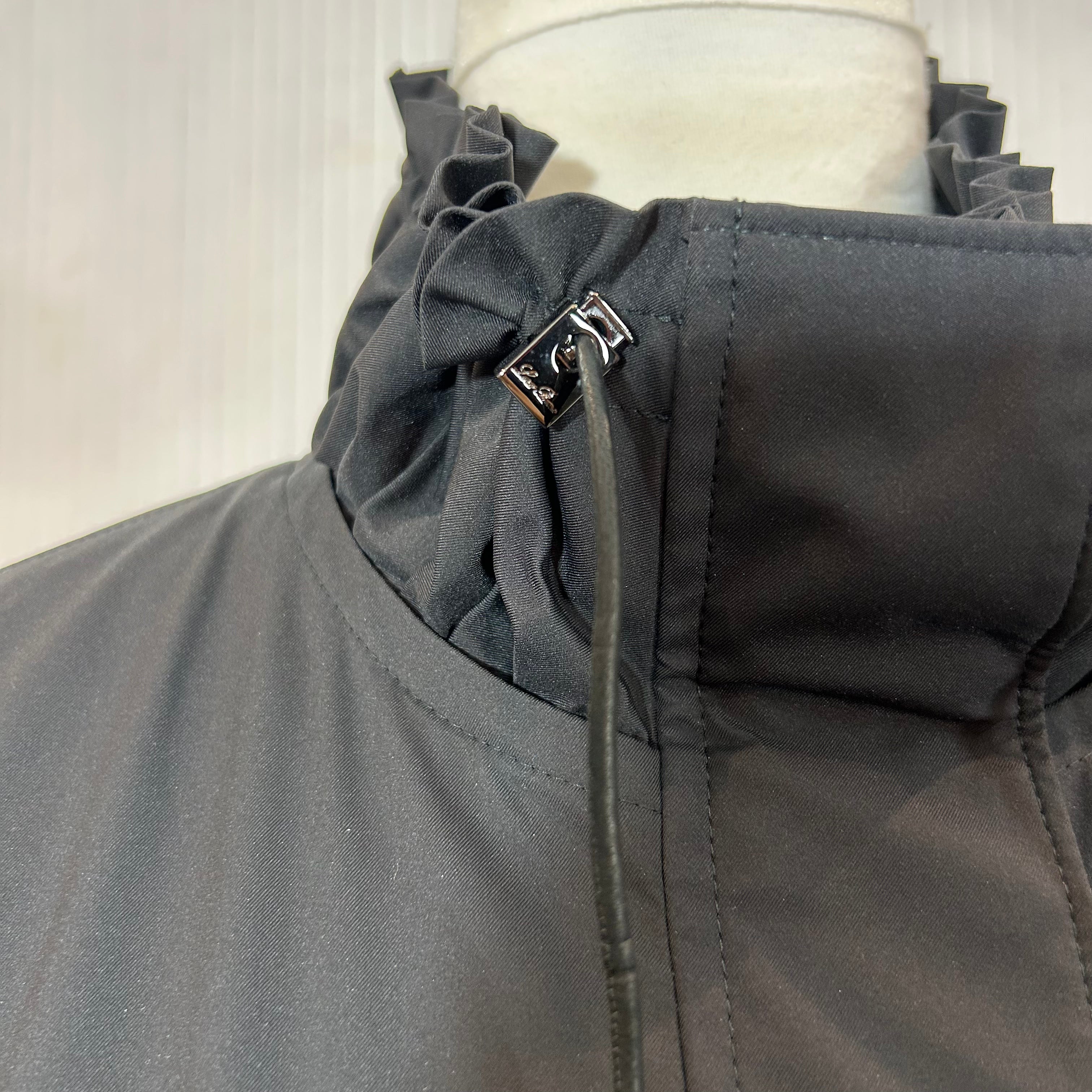 Loro Piana £3600 Black Storm System Ruche Collar Jacket XS