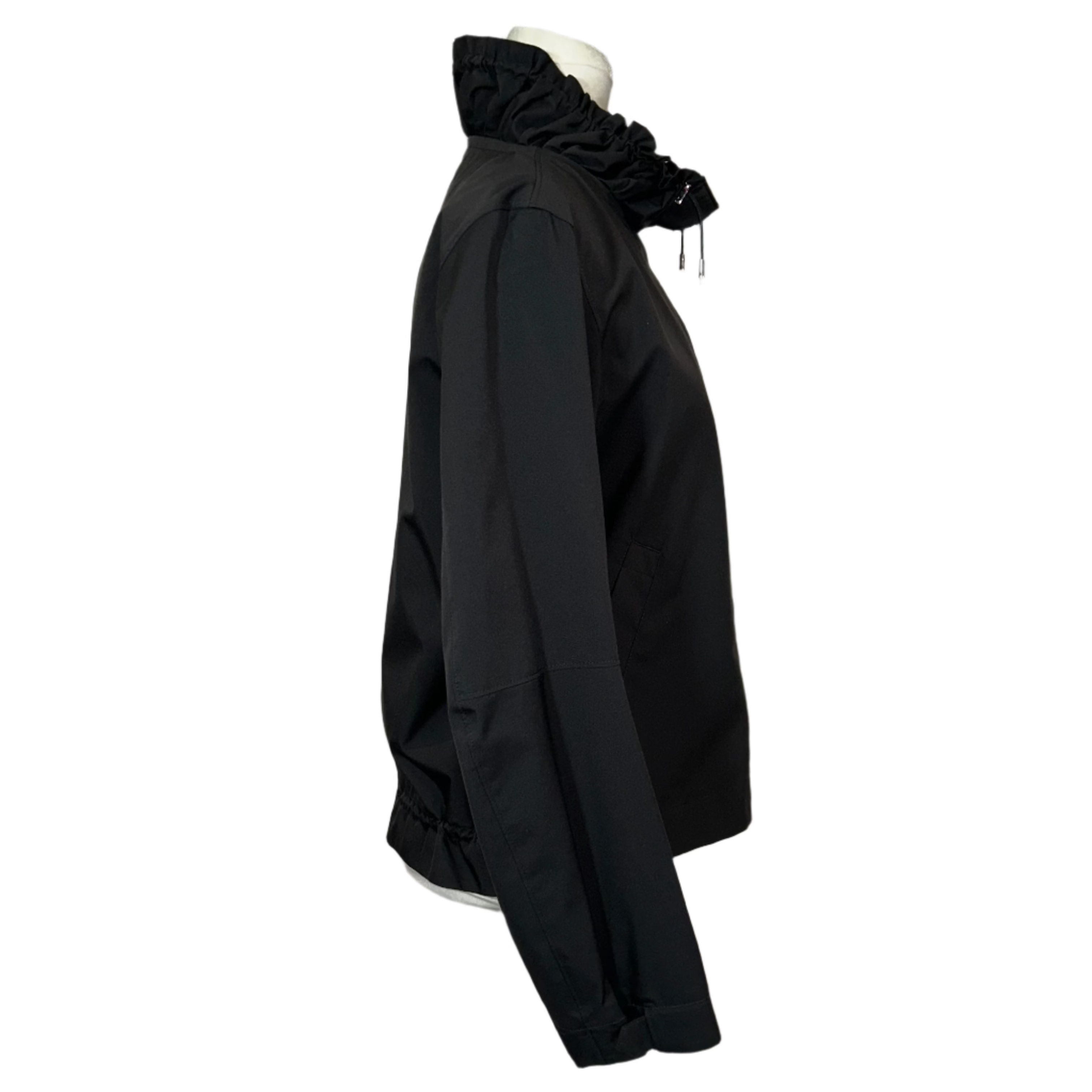 Loro Piana £3600 Black Storm System Ruche Collar Jacket XS