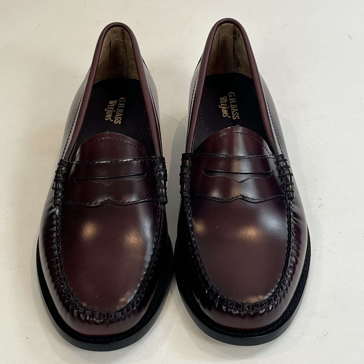 Bass Weejun Brand New £160 Wine Penny Loafers 41