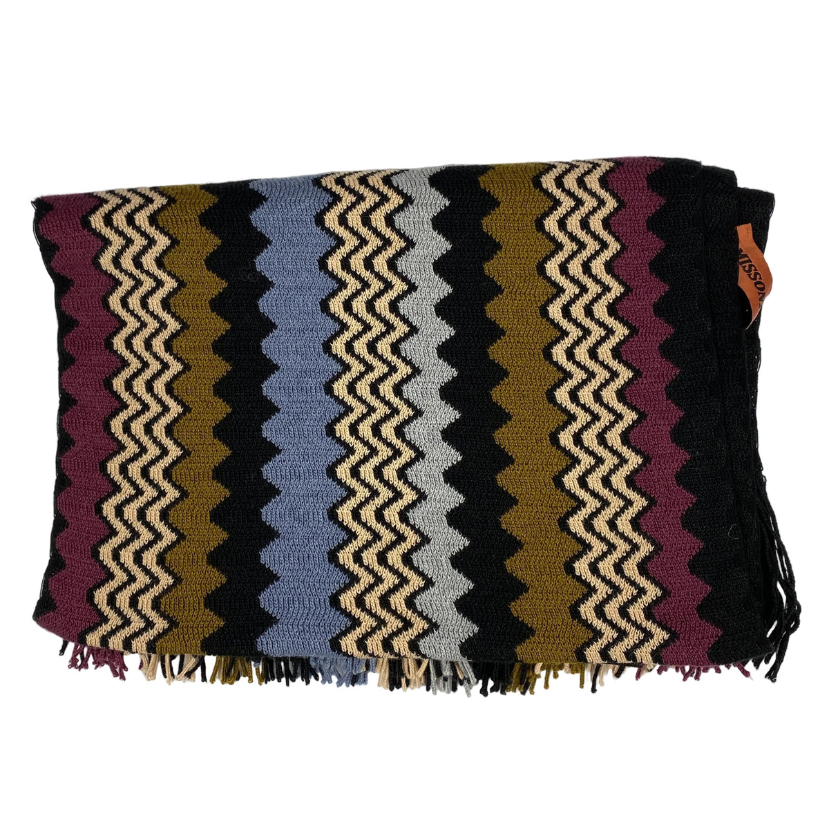 Missoni New Cornflower & Khaki Knit Scarf