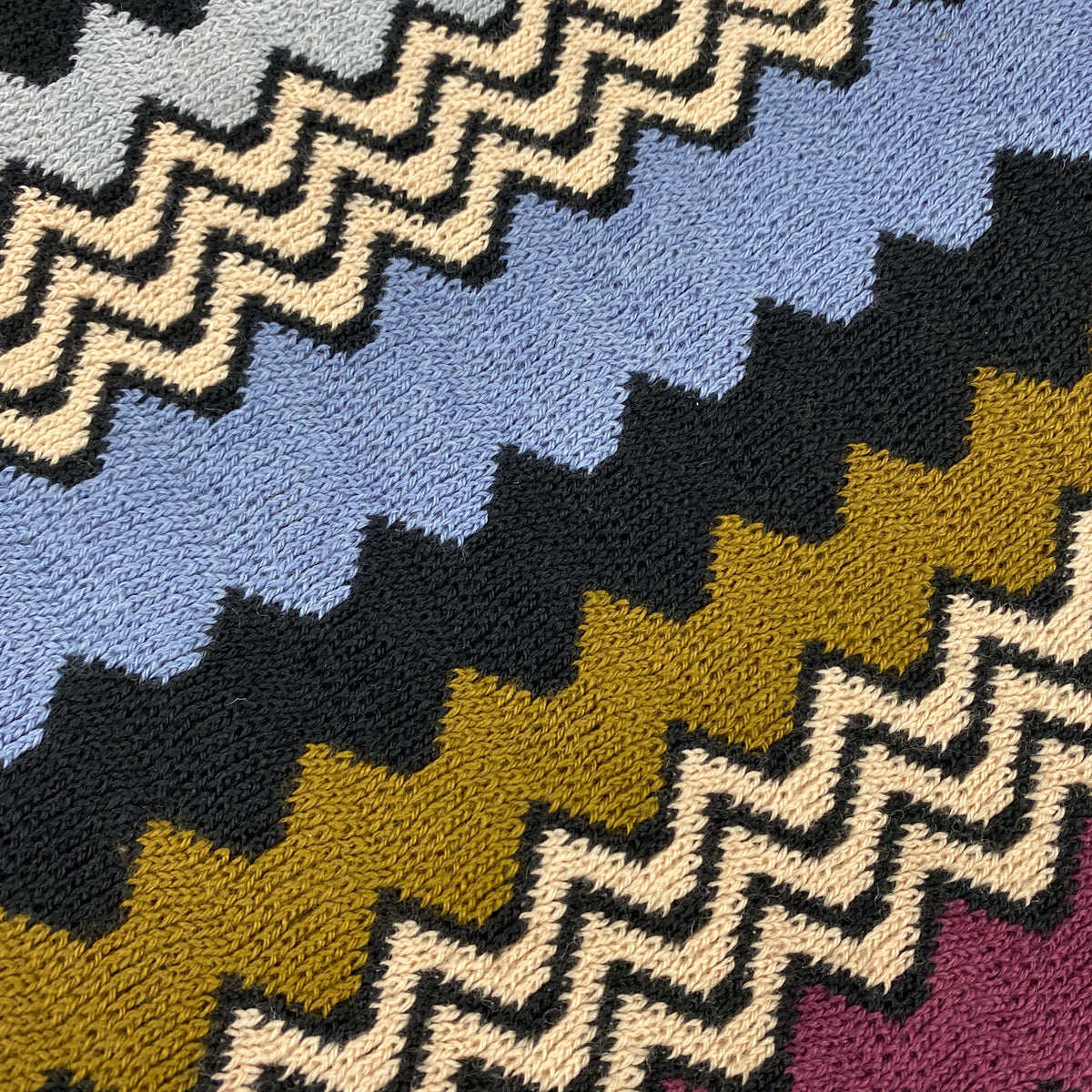 Missoni New Cornflower & Khaki Knit Scarf