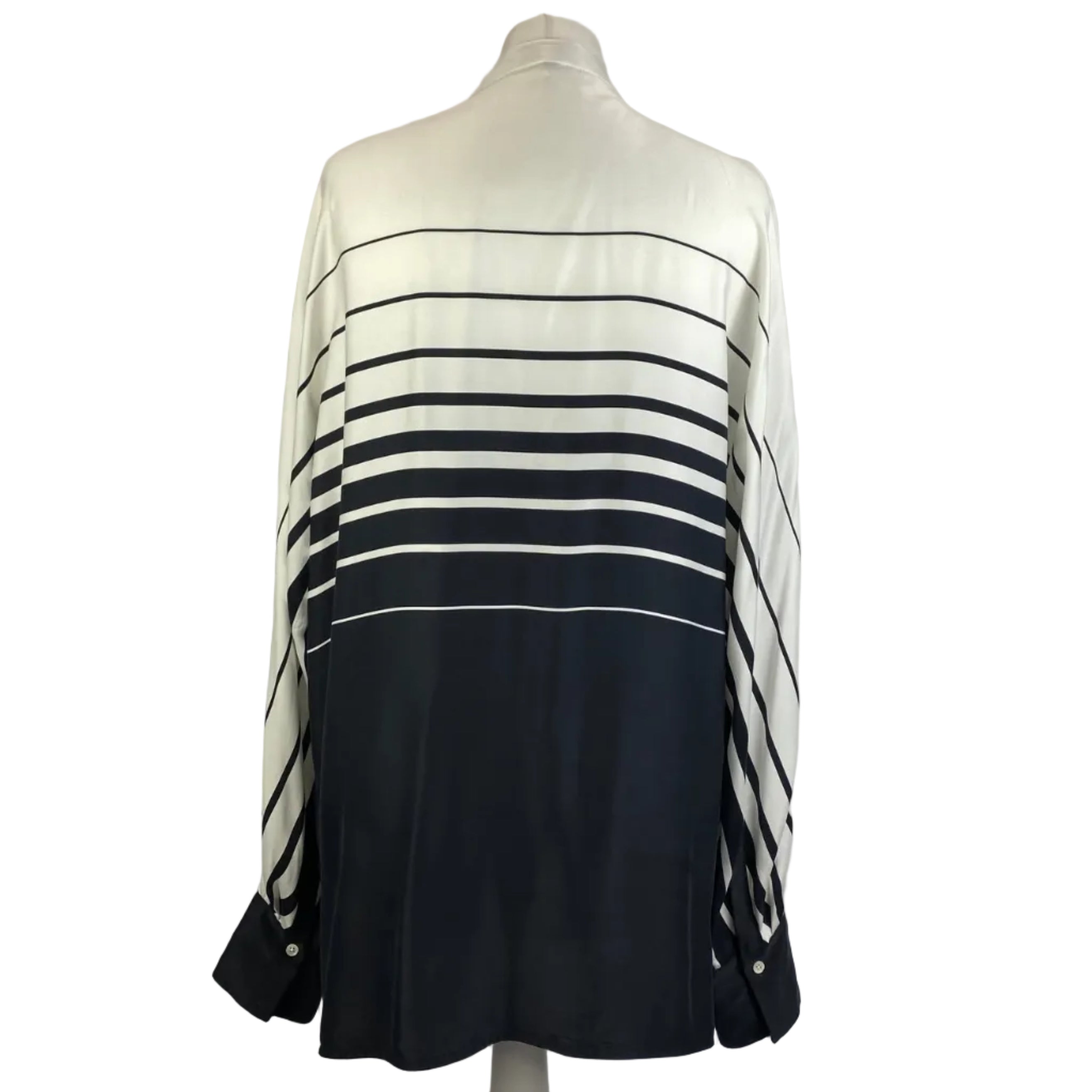 Equipment Midnight & Ivory Stripe Longline Silk Tunic Shirt L