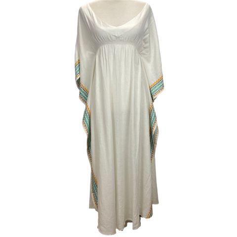 Melissa Odabash Long White Embroidered Kaftan S