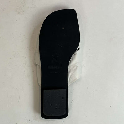 Joseph White Pleated Leather Flat Slides 38
