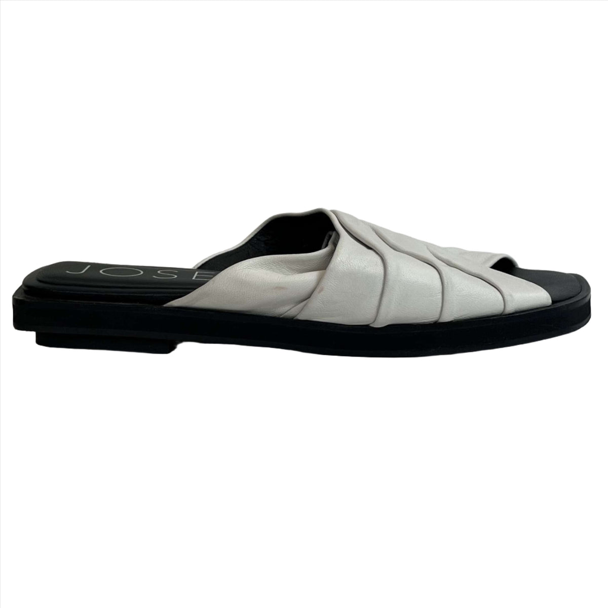 Joseph White Pleated Leather Flat Slides 38