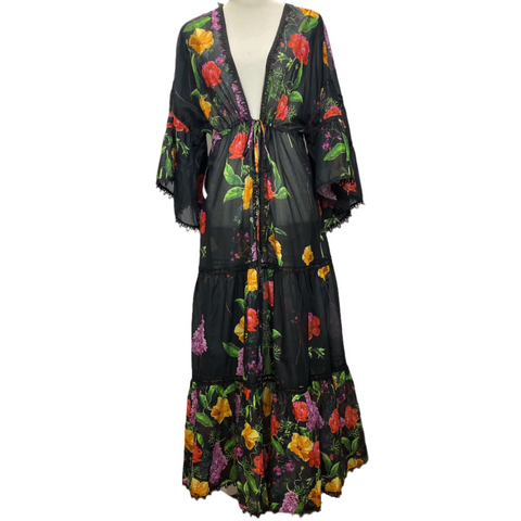 Charo Ruiz £360 Black Bonita Gerba Kaftan Coverup XS