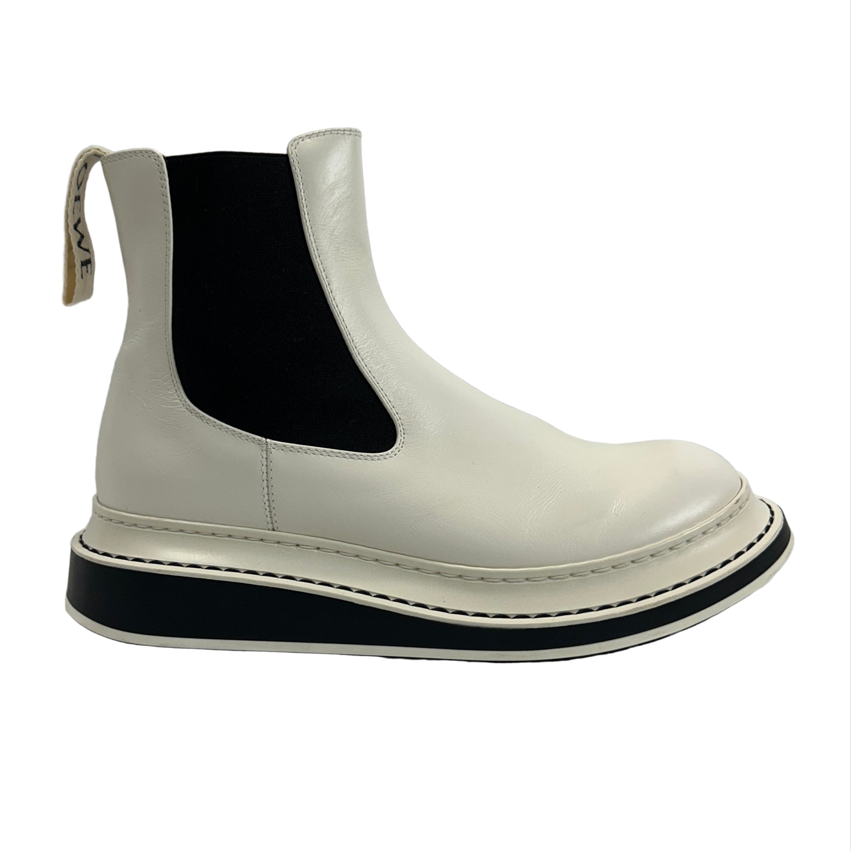Loewe £630 Soft White Leather Chelsea Boots 37