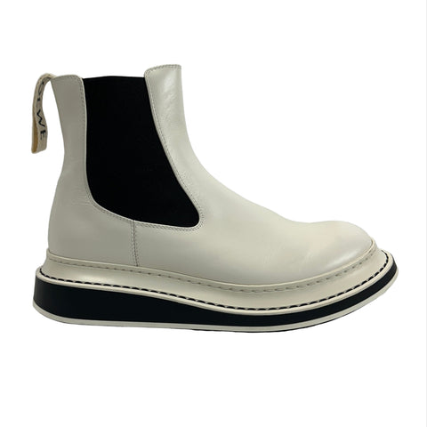 Loewe £630 Soft White Leather Chelsea Boots 37
