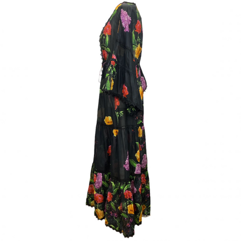 Charo Ruiz £360 Black Bonita Gerba Kaftan Coverup XS