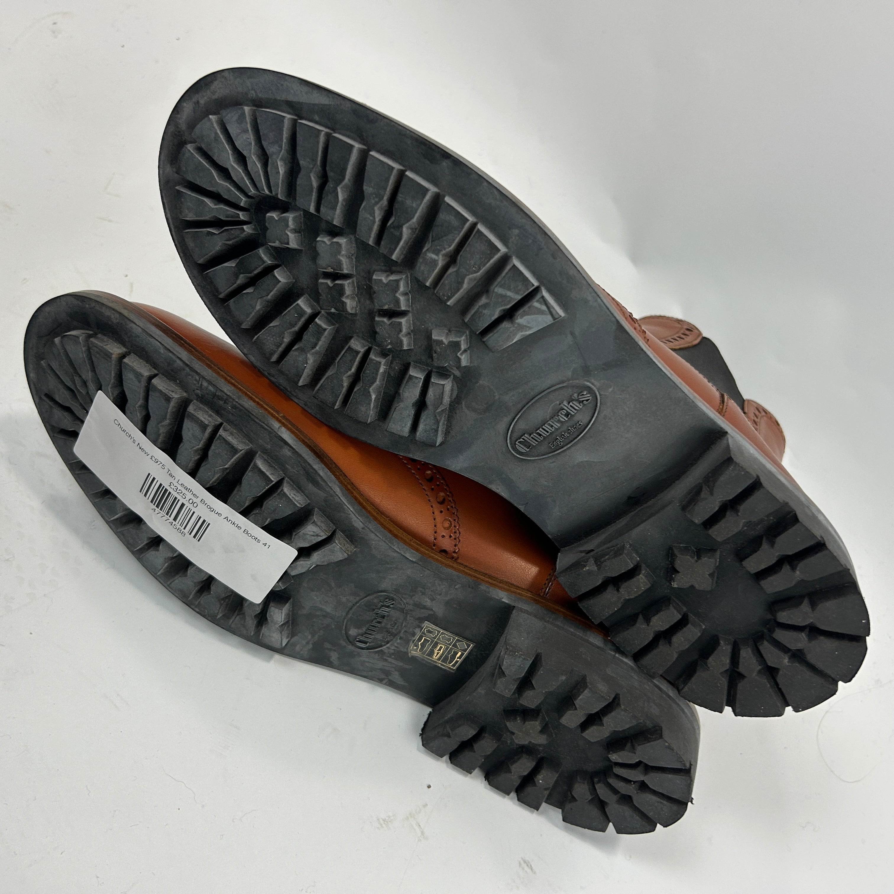 Church's New £975 Tan Leather Brogue Ankle Boots 41