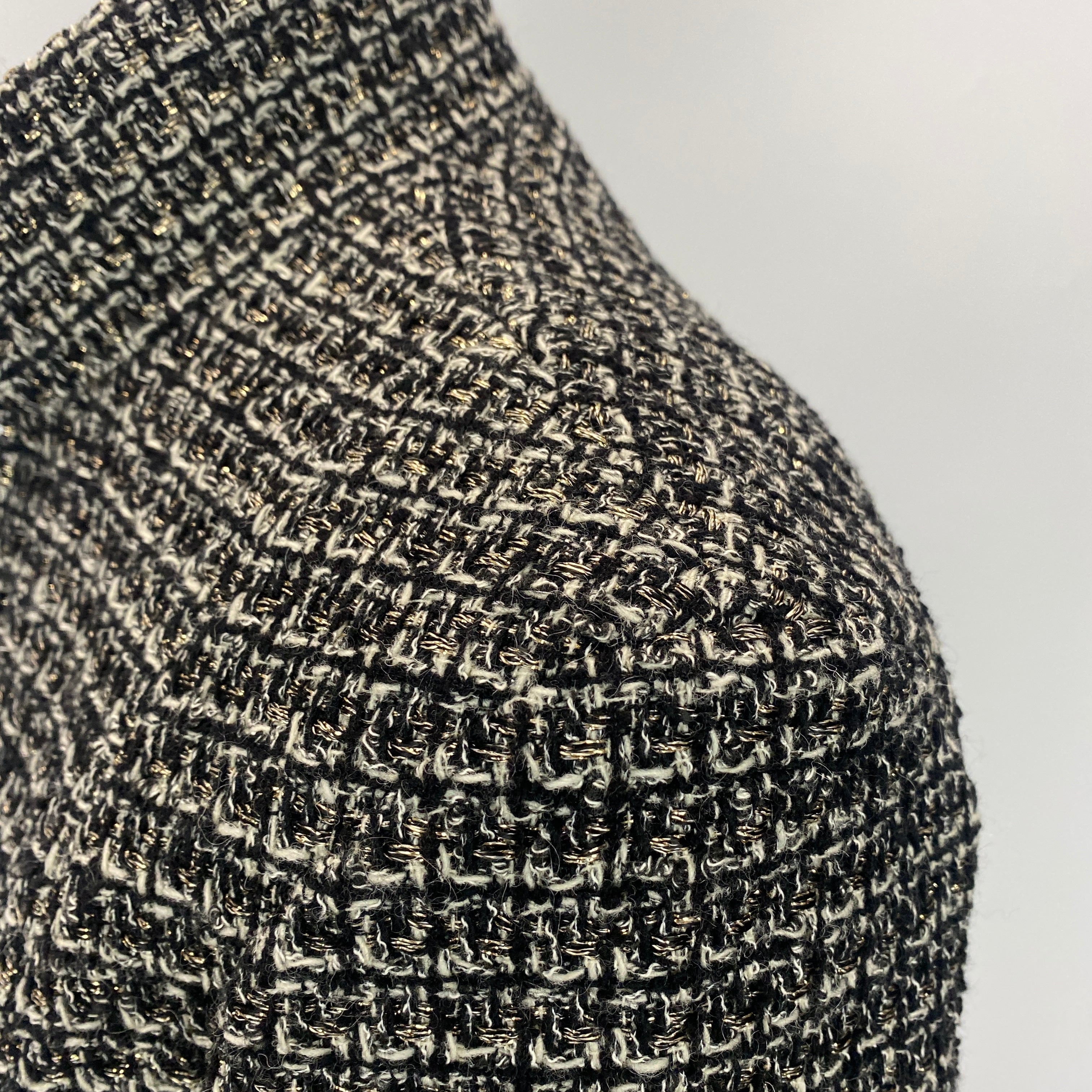 Chanel Monochrome & Gold Tweed Zippered Jacket XXS/XS