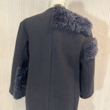 Jil Sander Black Wool & Shearling Collarless Coat S