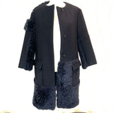 Jil Sander Black Wool & Shearling Collarless Coat S