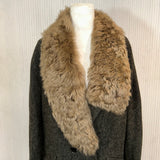 Vanessa Bruno Charcoal Wool & Shearling Collar Long Jacket S