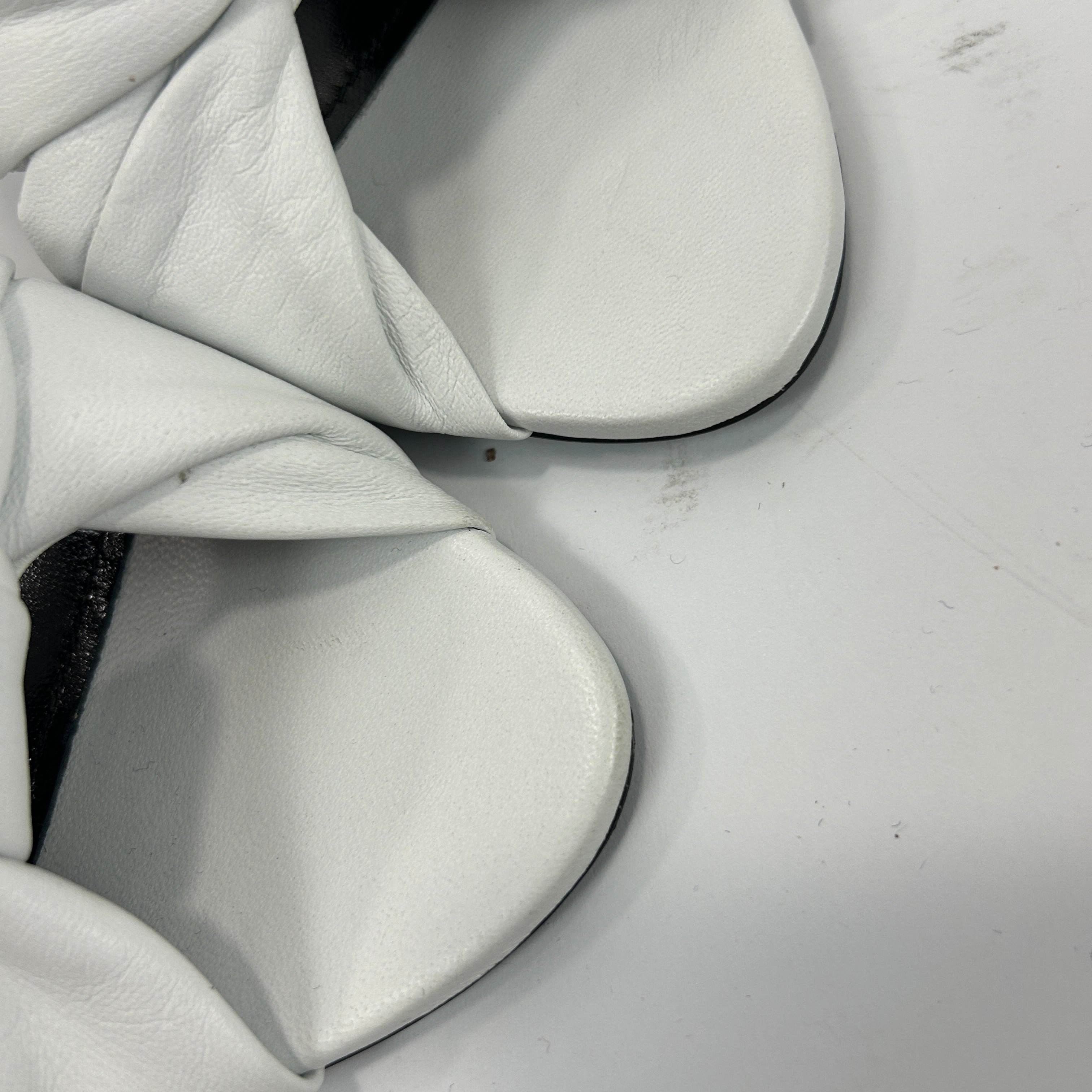 Balenciaga £595 Ivory Drapy Leather 80mm Mules 38