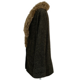 Vanessa Bruno Charcoal Wool & Shearling Collar Long Jacket S