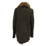 Vanessa Bruno Charcoal Wool & Shearling Collar Long Jacket S