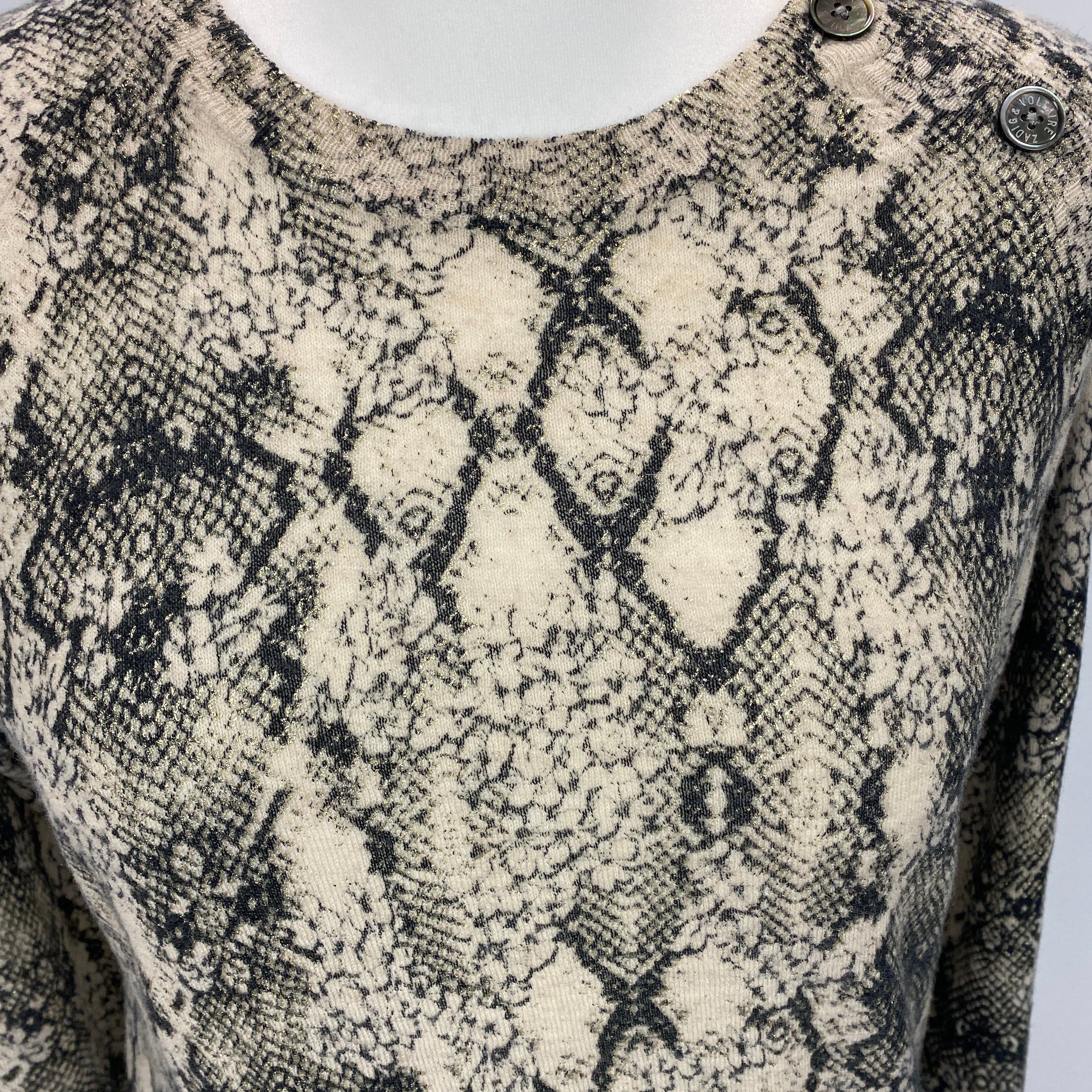 Zadig & Voltaire Black Snakeskin Print Cashmere Sweater S