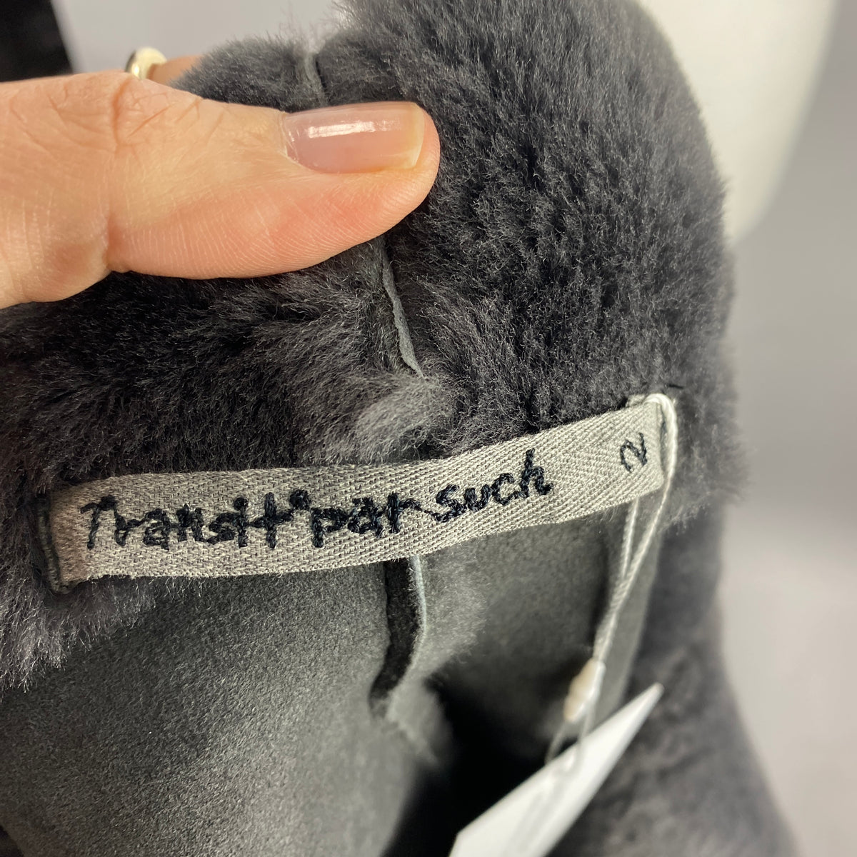 Transit New £1010 Charcoal Shearling & Wool Biker Jacket S