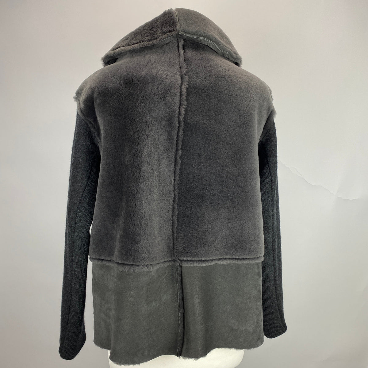 Transit New £1010 Charcoal Shearling & Wool Biker Jacket S