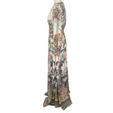 Camilla £878 Cream Bouquet Print Silk Maxi Dress XS