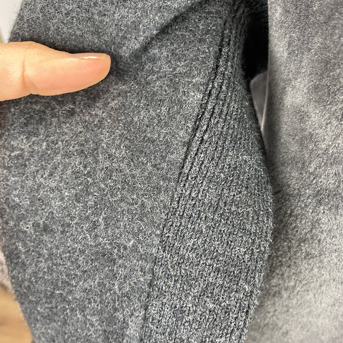 Transit New £1010 Charcoal Shearling & Wool Biker Jacket S