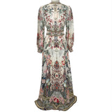 Camilla £878 Cream Bouquet Print Silk Maxi Dress XS