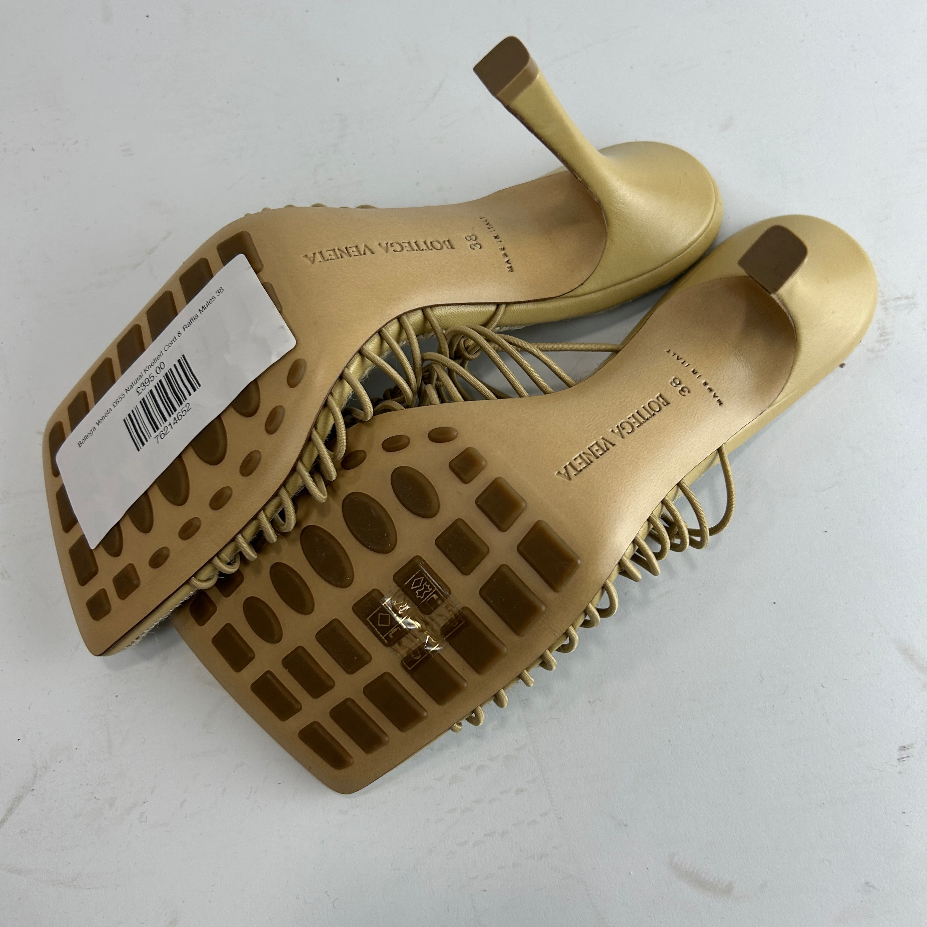 Bottega Veneta £655 Natural Knotted Cord & Raffia Mules 38