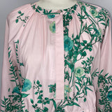 Giambattista Valli £900 Pink & Green Floral Print Cotton Blouse XS