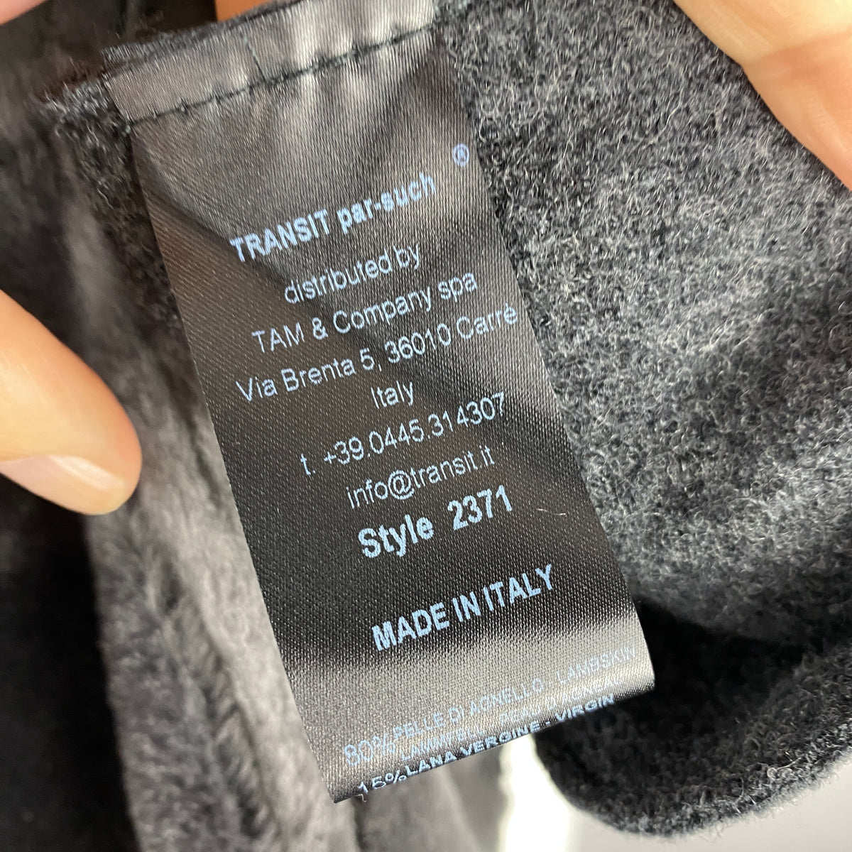 Transit New £1010 Charcoal Shearling & Wool Biker Jacket S