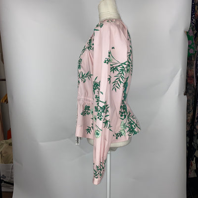 Giambattista Valli £900 Pink & Green Floral Print Cotton Blouse XS