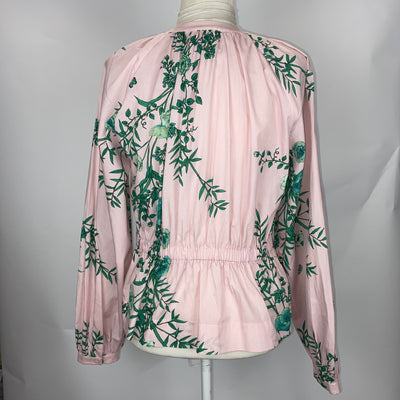 Giambattista Valli £900 Pink & Green Floral Print Cotton Blouse XS