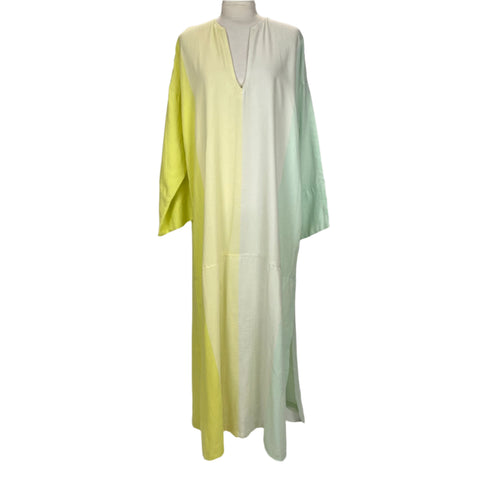 Marrakshi Life £600 Lime & White Cotton Maxi Dress O/S