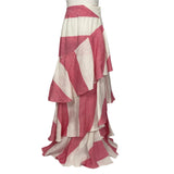 Johanna Ortiz £1481 Pink & Ivory Stripe Line Tabasco Ruffle Skirt S