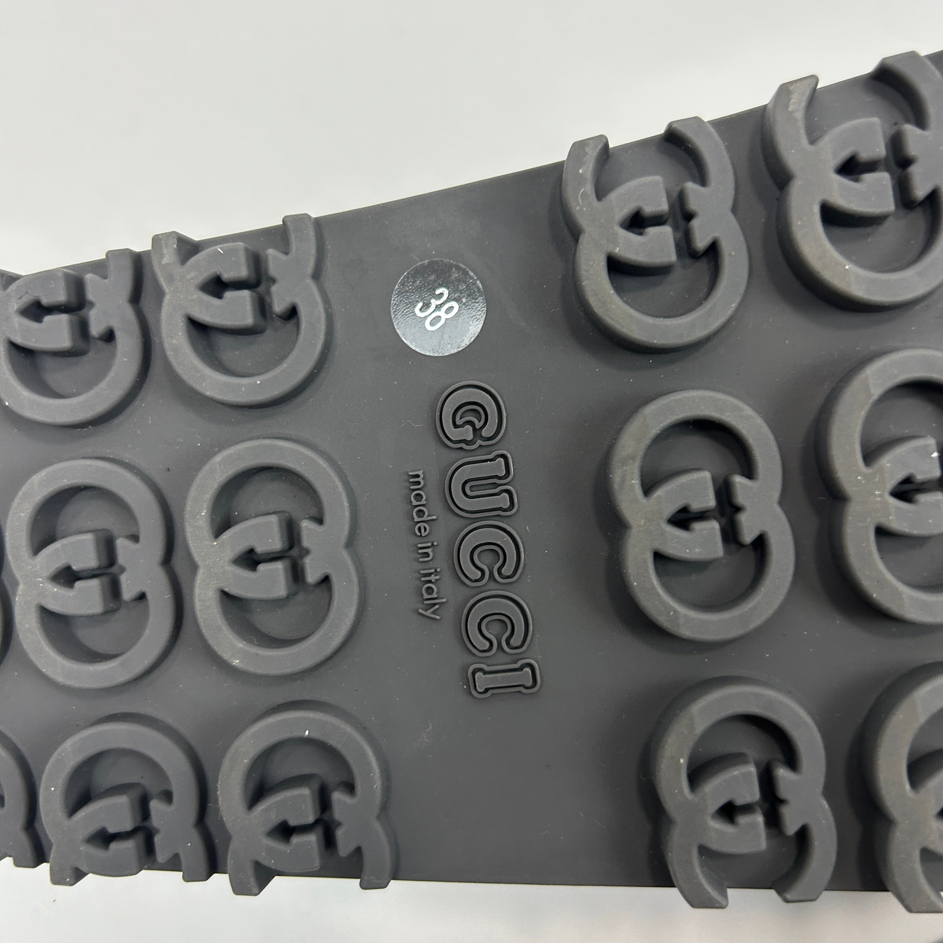 Gucci New Black Rubber GG Slides 38