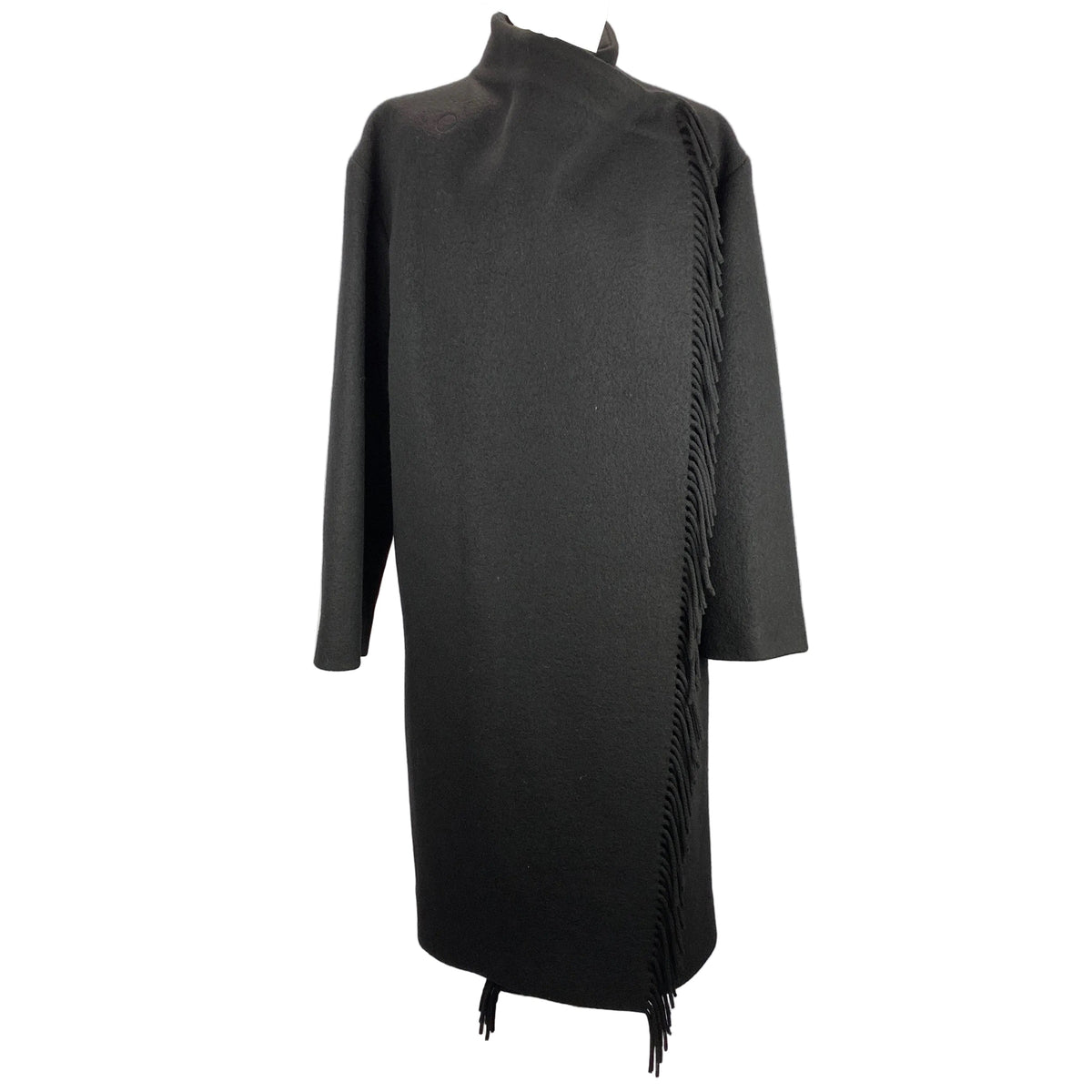 Iro New £1127 Black Ricky Fringed Wool & Cashmere Coat XS/S