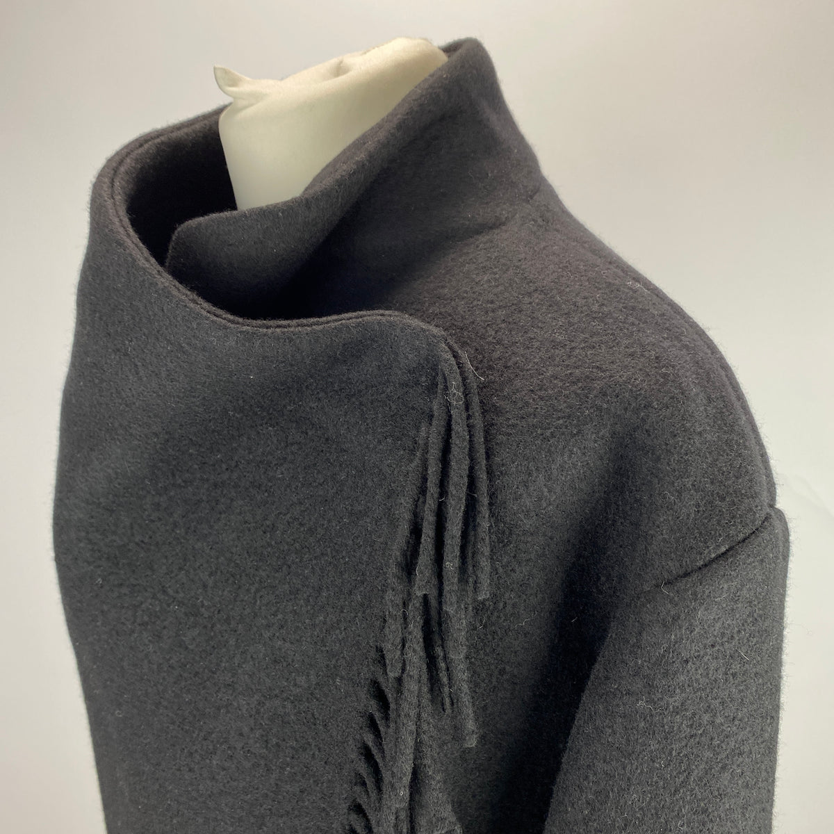 Iro New £1127 Black Ricky Fringed Wool & Cashmere Coat XS/S