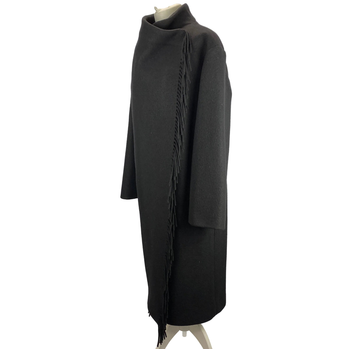 Iro New £1127 Black Ricky Fringed Wool & Cashmere Coat XS/S