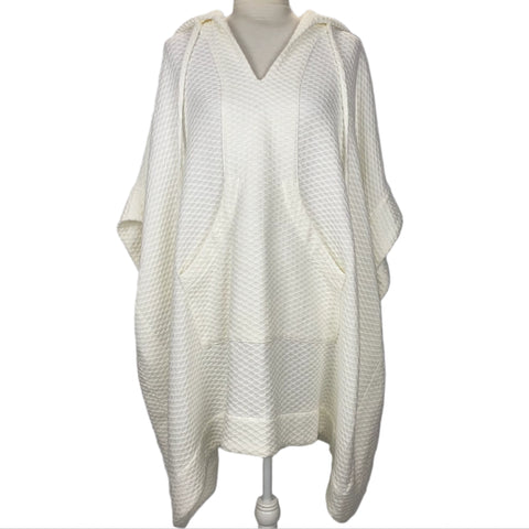 Lisa Marie Fernandez £600 White Honeycomb Cotton Pique Hooded Poncho O/S