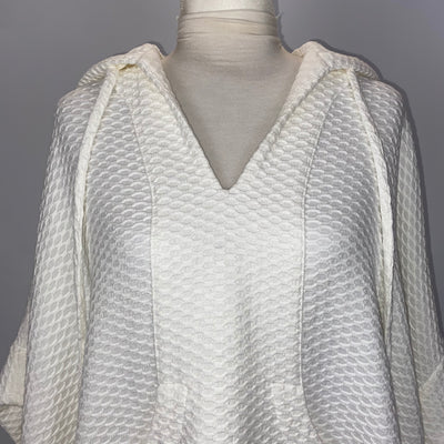 Lisa Marie Fernandez £600 White Honeycomb Cotton Pique Hooded Poncho O/S