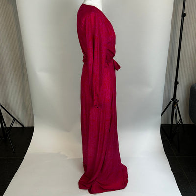 Natalie Martin Red and Pink Paisley Wrap Maxi Dress M