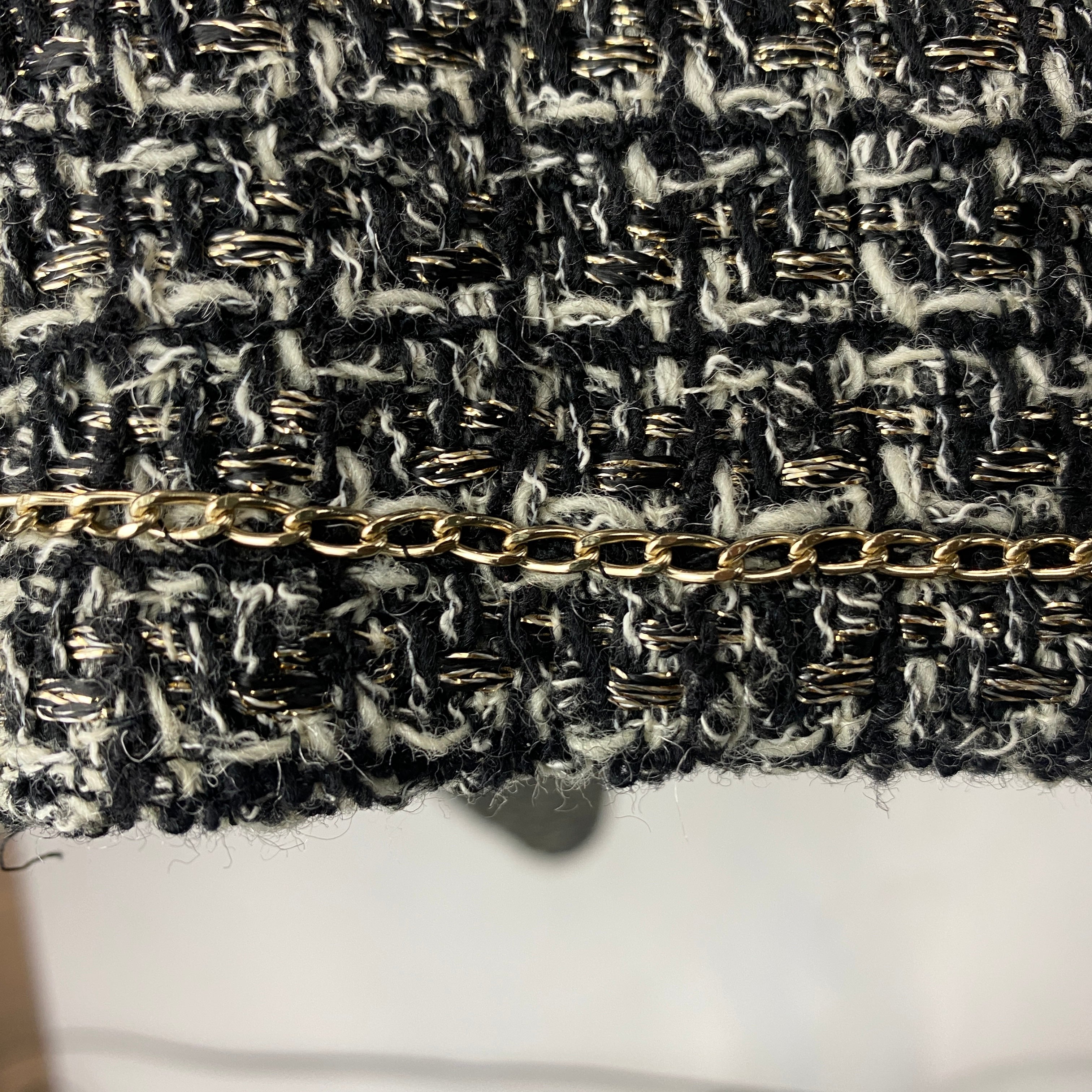 Chanel Monochrome & Gold Tweed Zippered Jacket XXS/XS