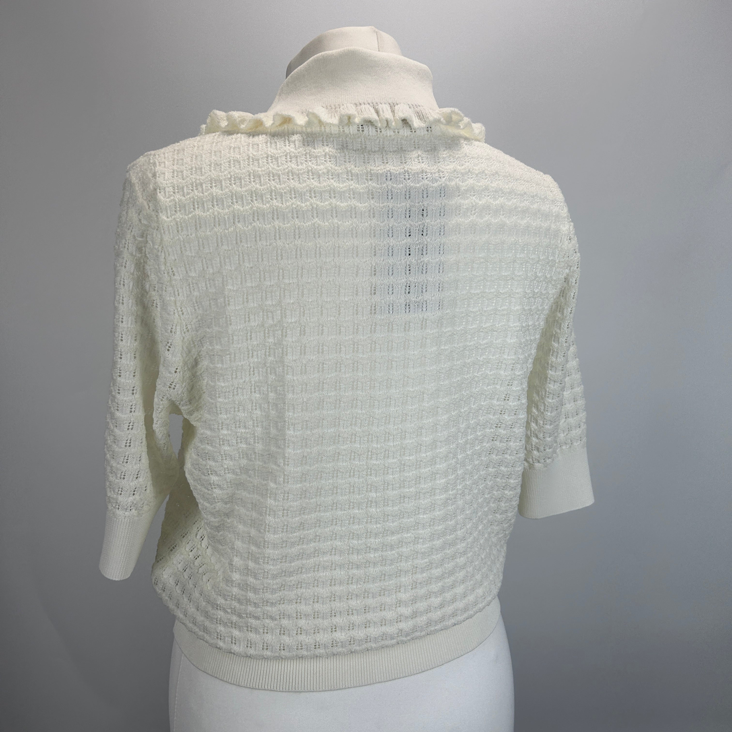 Essentiel Antwerp New Ecru Fancy Knit Polo Top S/M