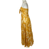 Zimmermann £795 Antique Yellow Bird Print Linen Strappy Maxi Dress S