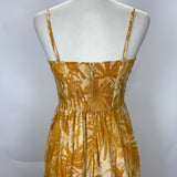 Zimmermann £795 Antique Yellow Bird Print Linen Strappy Maxi Dress S