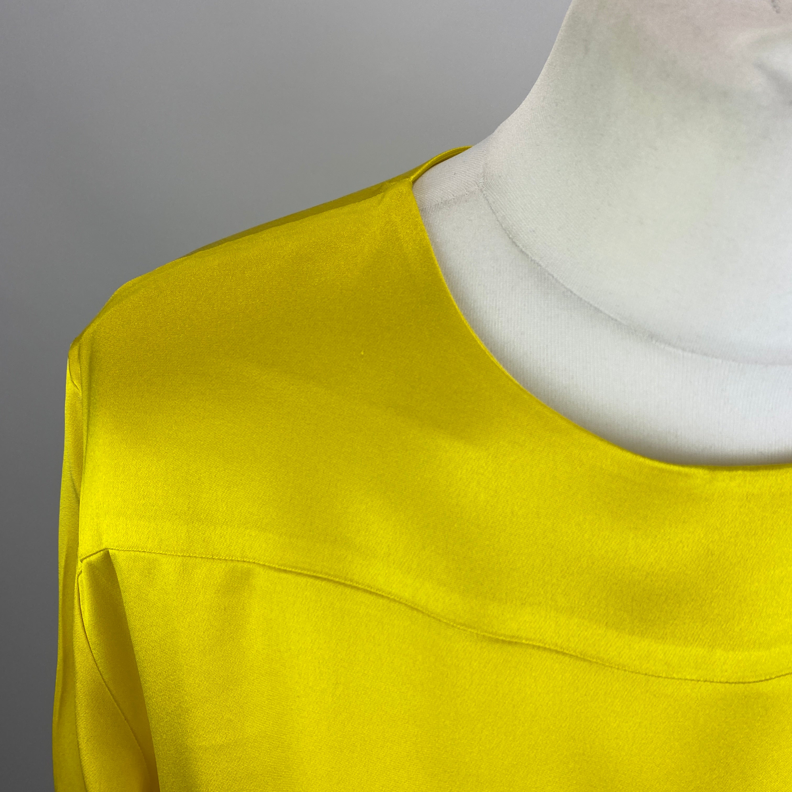 Jil Sander Daffodil Yellow Silk Satin Tunic Top M