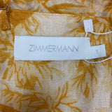 Zimmermann £795 Antique Yellow Bird Print Linen Strappy Maxi Dress S