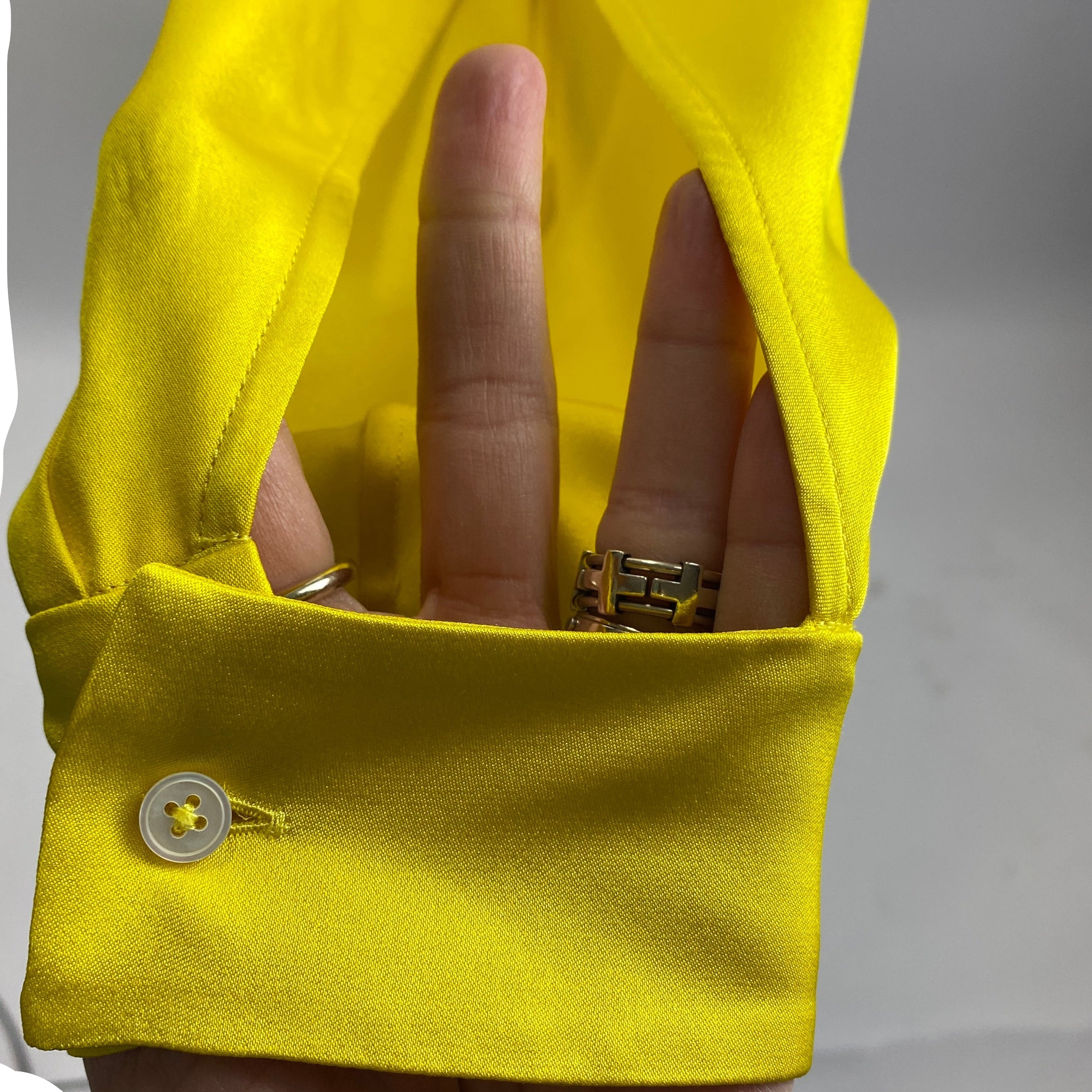 Jil Sander Daffodil Yellow Silk Satin Tunic Top M