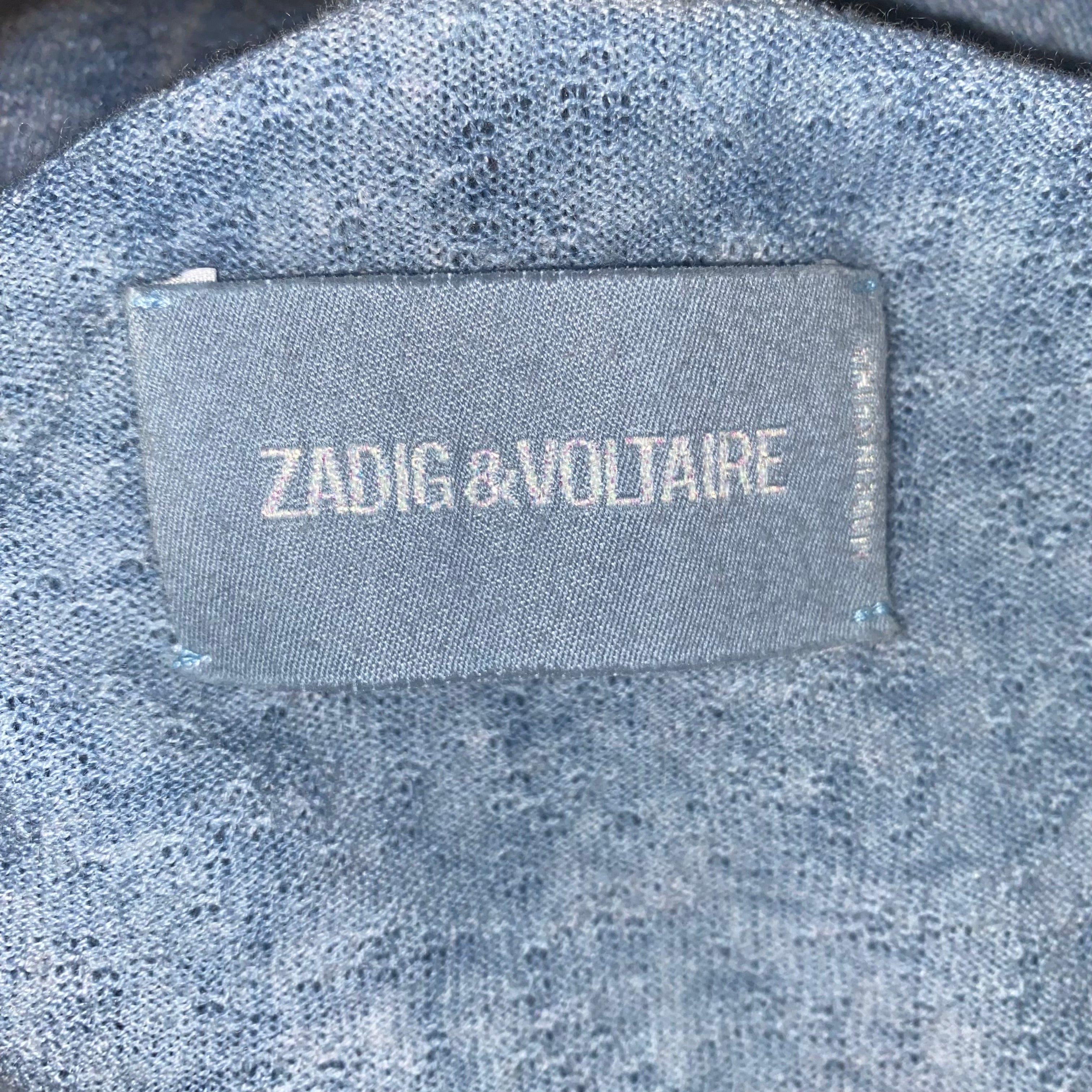Zadig & Voltaire Blue Mottled Wool Mix Rilby Top S